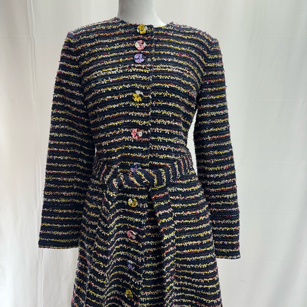 CAbi Black Tweed Striped Blazer with Multicolor Accents